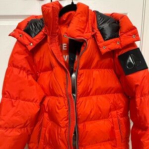 Moose Knuckles Orange & Black Puffer Jacket